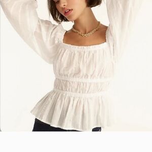 J.Crew Puff-sleeve Textured Cotton Top